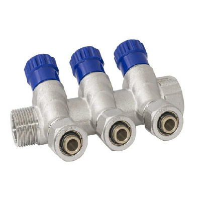 Коллектор с вентилями и цангами вн/нар 3/4 Коллектор с вентилями и цангами вн/нар 3/4