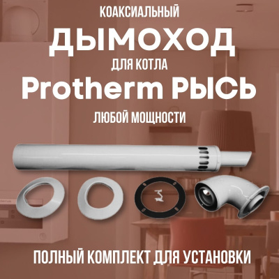 Дымоход для котла Протерм (Protherm) Рысь любой мощности, комплект антилед (Китай) (DYMrys)