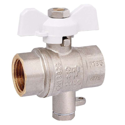 Кран шаровый 3/4" вн/вн (бабочка) с отводом М10 STANDARD PROFactor (PF FBV 301M10)